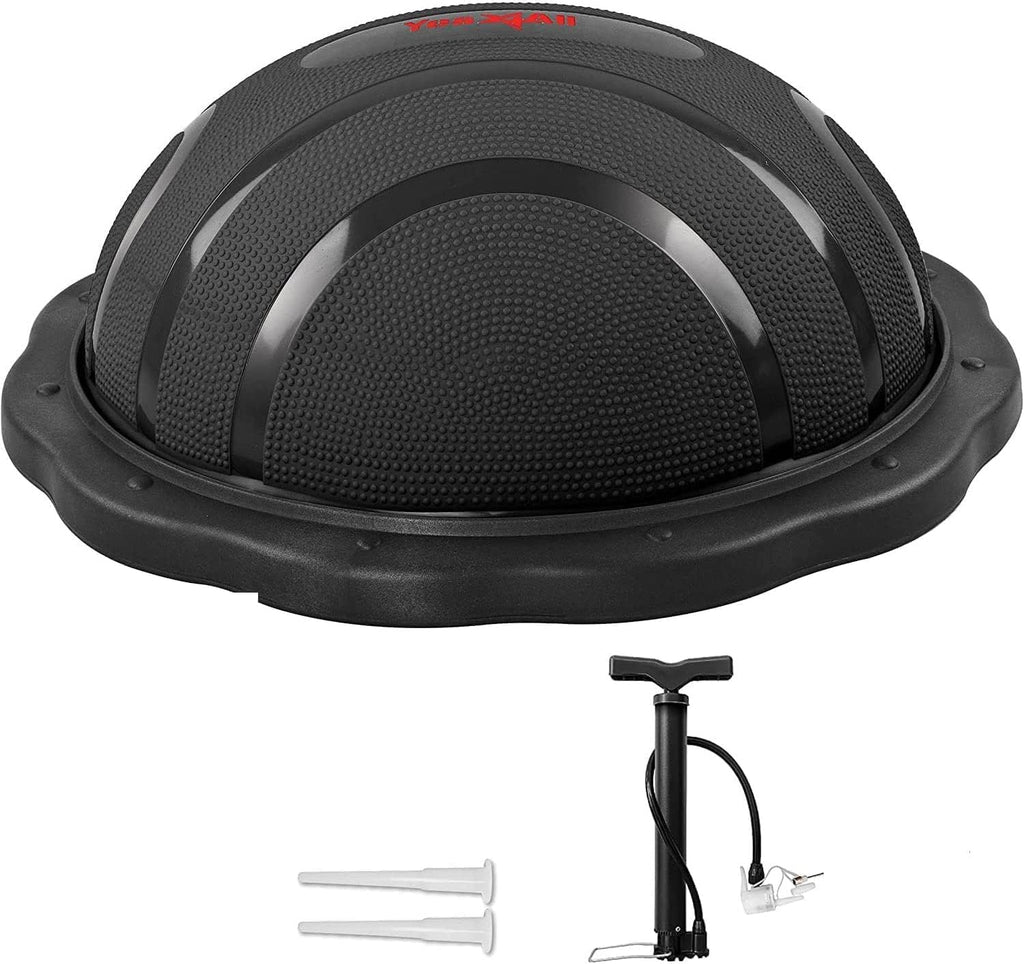 Balón entrenador Half Balance con banda de resistencia y balón de pilates (Azul/Negro)
