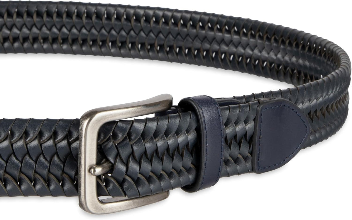 Tommy Bahama Cinturón de cuero trenzado para hombre, diseño elástic...