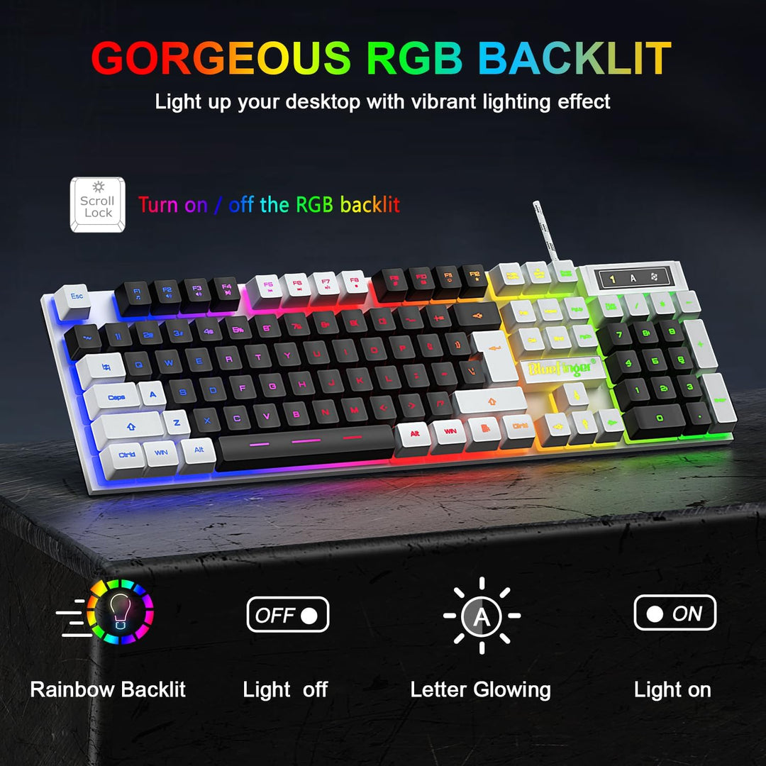 Combo de teclado y ratón para juegos RGB de BlueFinger con retroilu...