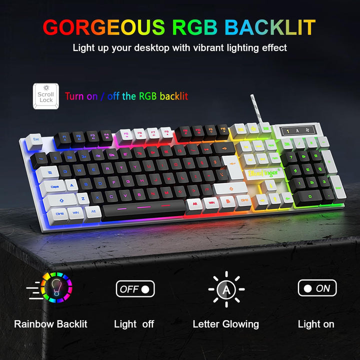 Combo de teclado y ratón para juegos RGB de BlueFinger con retroilu...