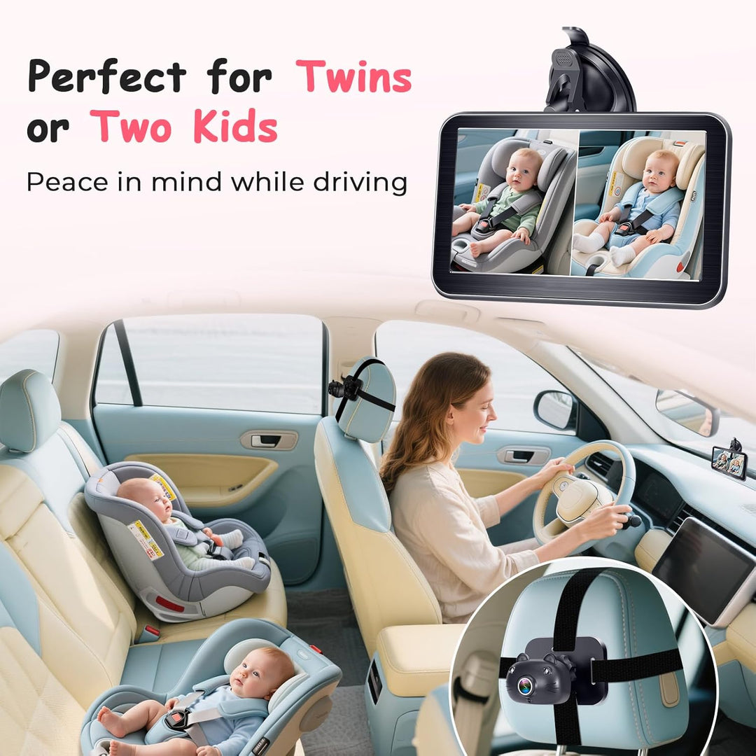 Grabación de cámara de coche para bebés para 2 niños HD