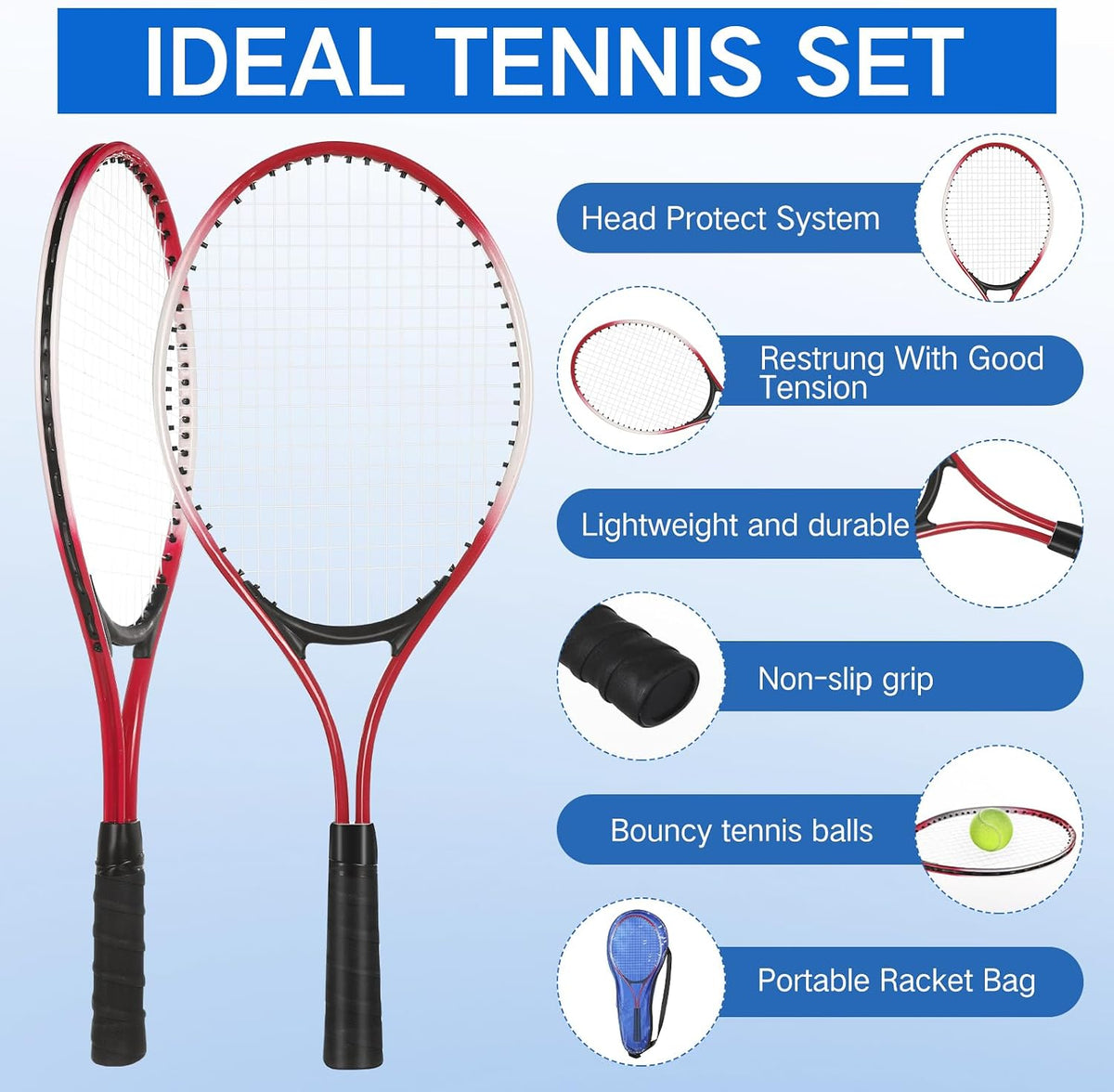 4 raquetas de tenis recreativas