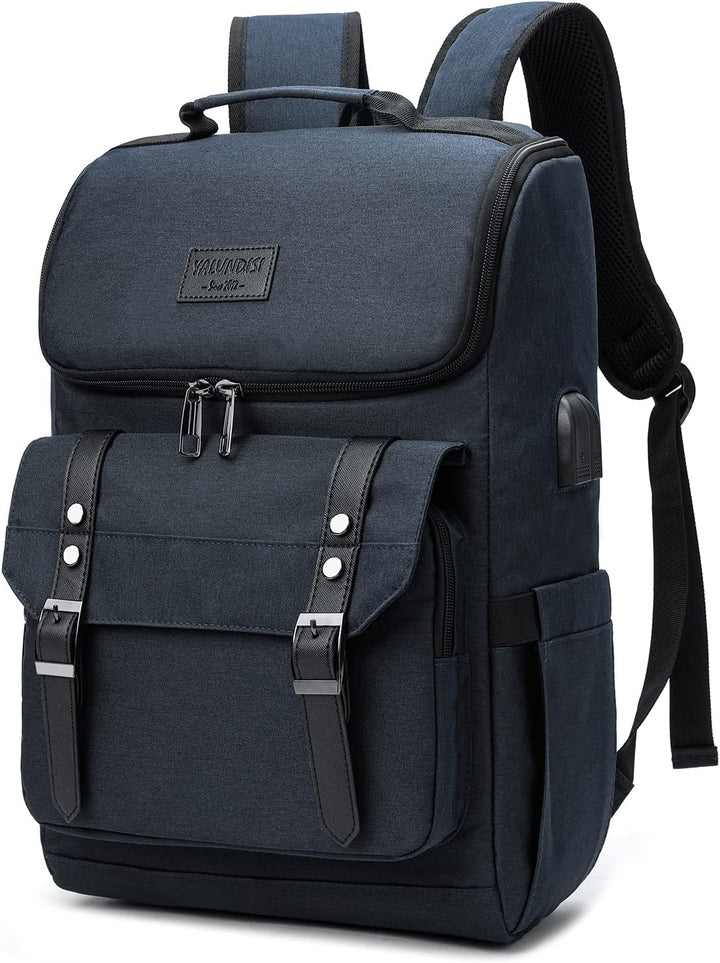 Mochila vintage para laptop con puerto de carga USB para mujeres y...