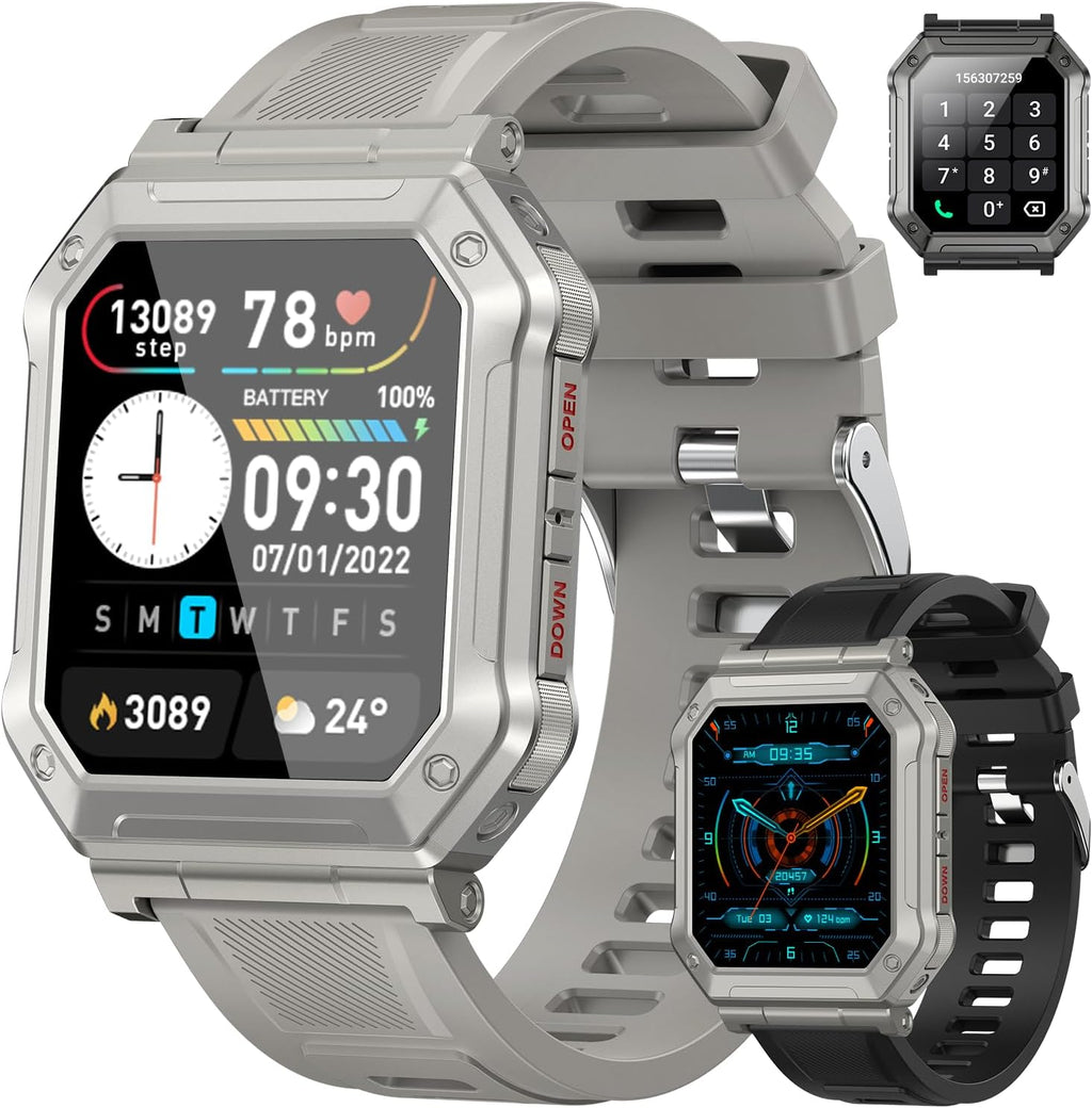 Reloj inteligente para hombre, rastreador de actividad física: relojes inteligentes militares para hombres, relojes digitales para hombre, marca/respuesta de llamadas, correr, resistente al agua, reloj inteligente, teléfonos Android, iPhone, Samsung