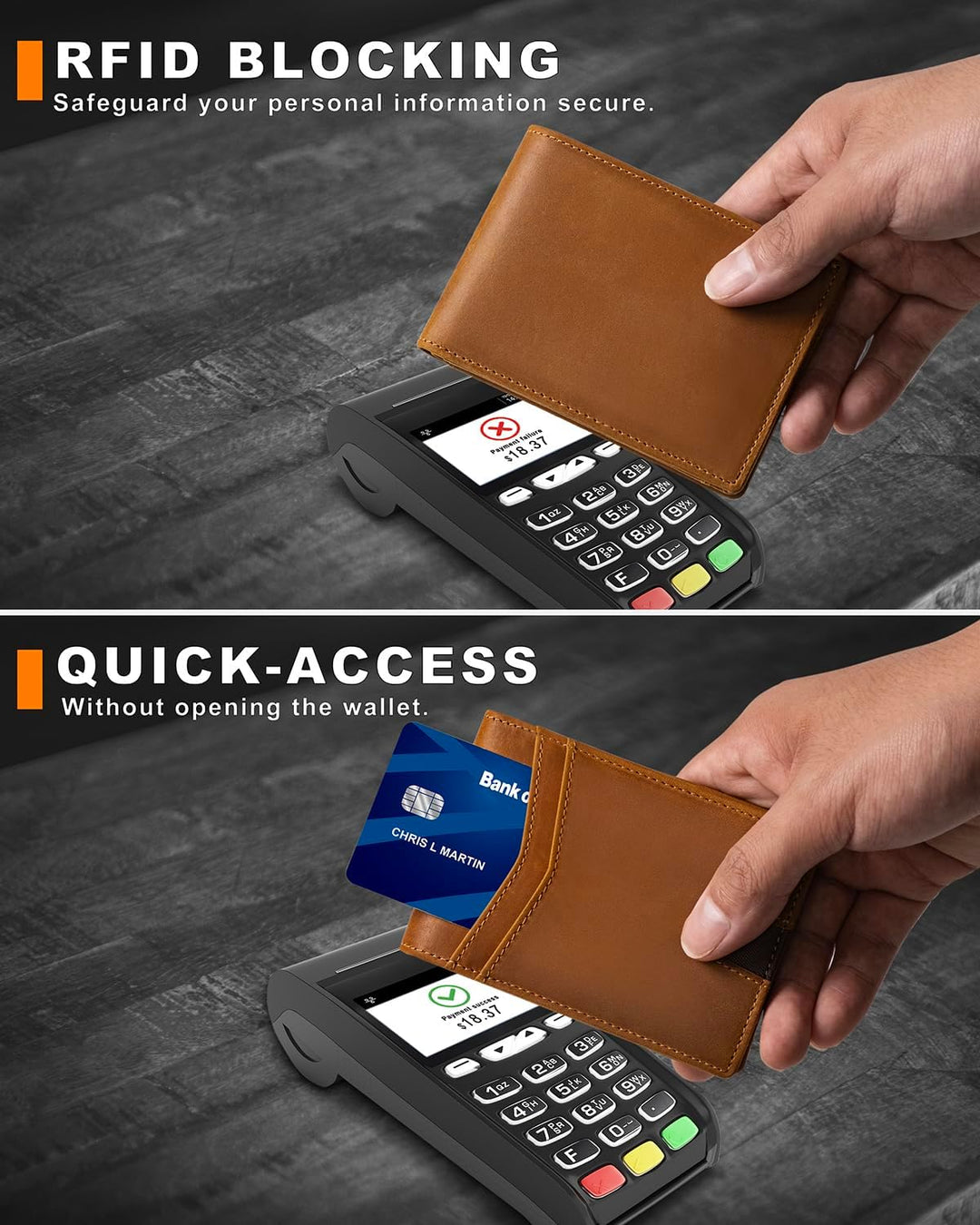 BROSHOPP Billetera Airtag para Hombres, Billetera Bifold de Cuero d...