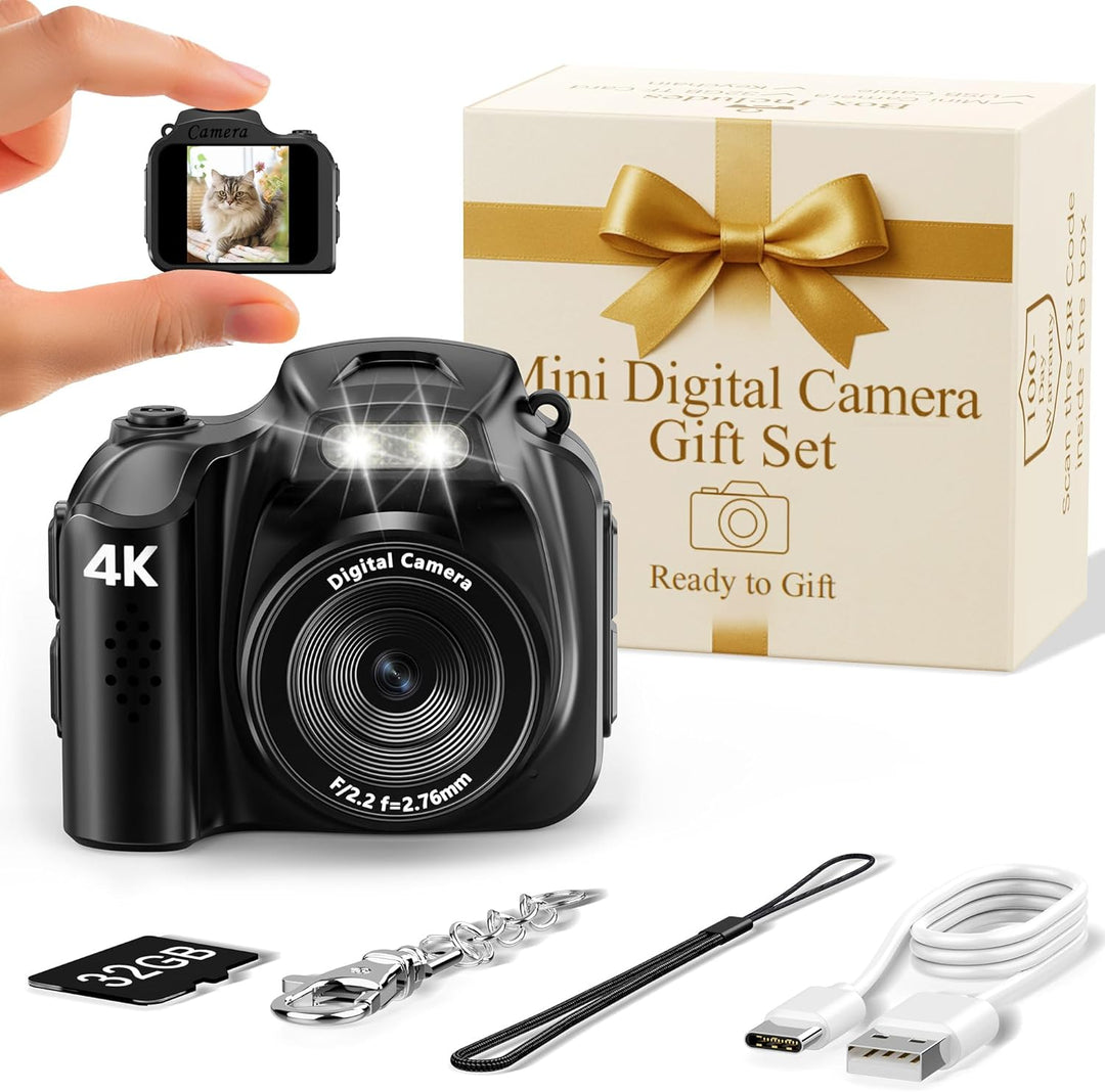 FLATIC Mini cámara con llavero \u2013 Cámara digital pequeña 4K con...