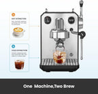 Gemilai G3006A Máquina de café expreso, máquina de café expreso de extracción en frío y caliente para el hogar, control y pantalla PID dual, bomba de 15 bares, programa de preparación ajustable