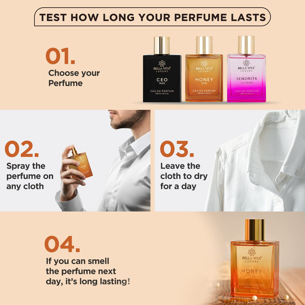 BellaVita Luxury Honey Oud Eau de Parfum (3.4 onzas líquidas) | Pac...