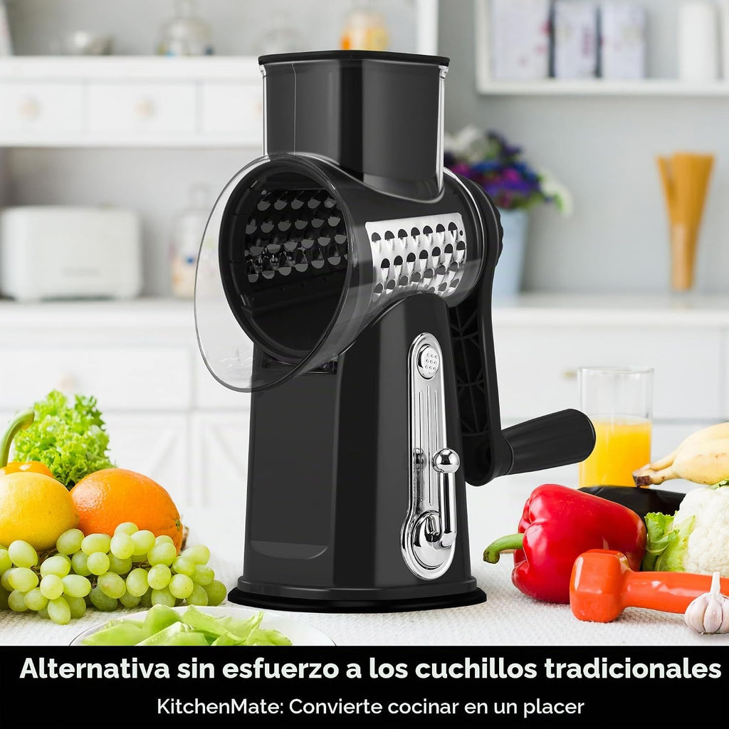 SUSTEAS Rallador rotatorio de queso 5 cuchillas, rebanadora de verduras de