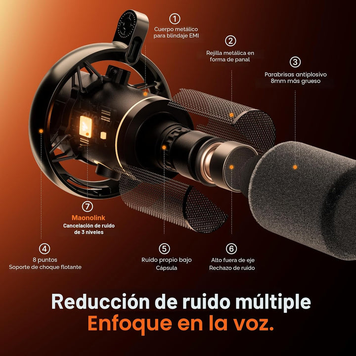 MAONO PD200W Micrófono inalámbrico híbrido para podcast para PC, ki...