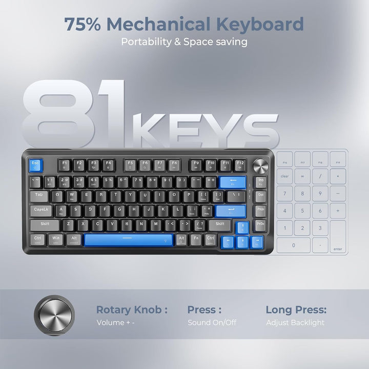 Redragon Teclado mecánico inalámbrico K681, teclado RGB para juegos...