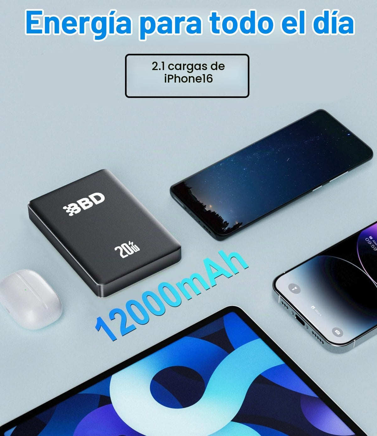 BBD Cargador portátil magnético de 12000 mAh para iPhone