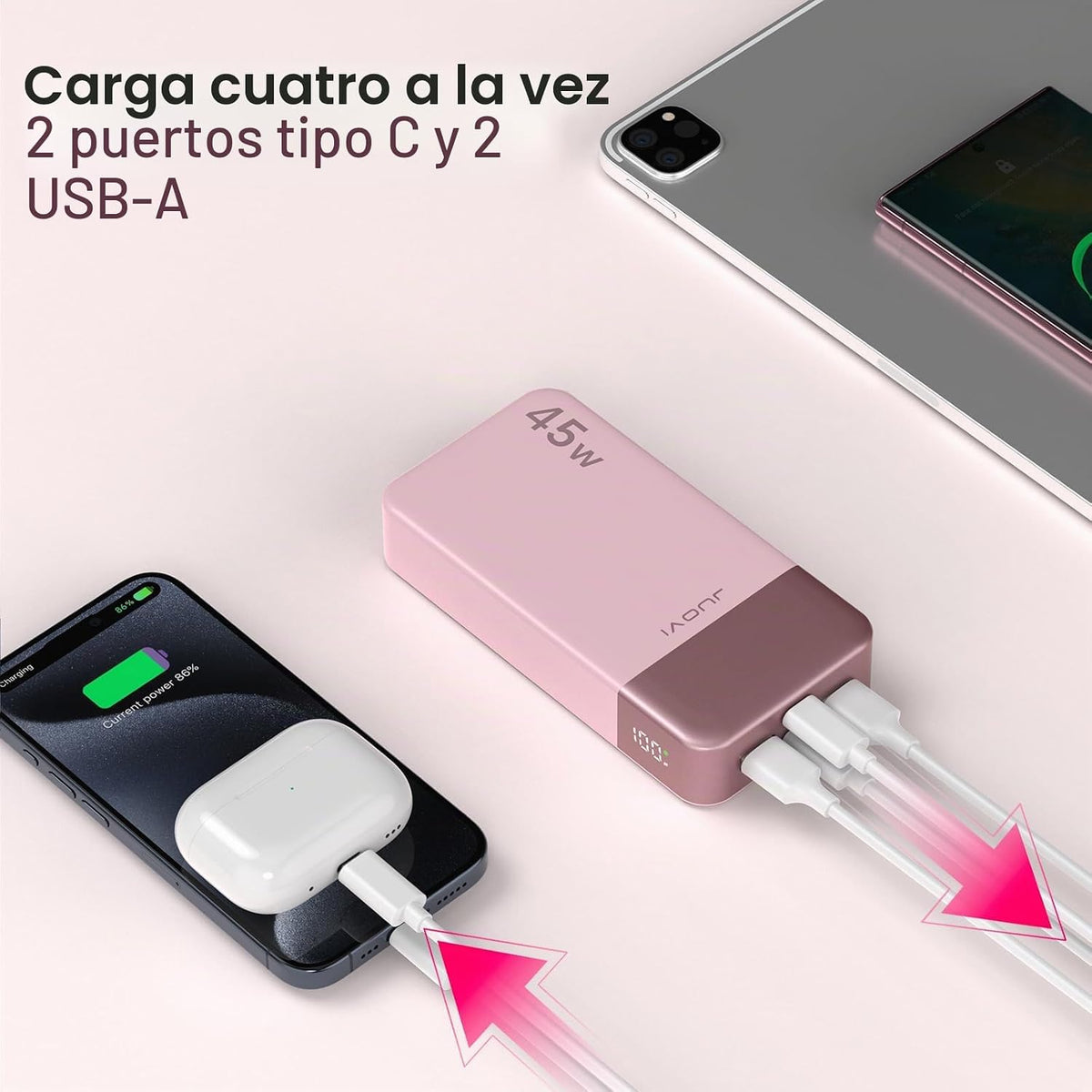 JUOVI Cargador portátil 45W 20000mAh Ayuno Banco de energía de carga