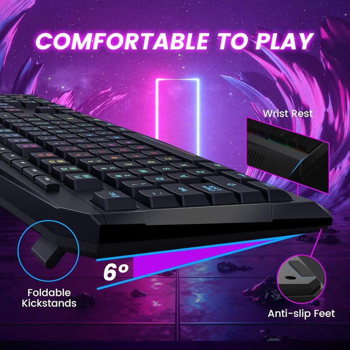 Dacoity Teclado inalámbrico, teclado inalámbrico recargable con ret...