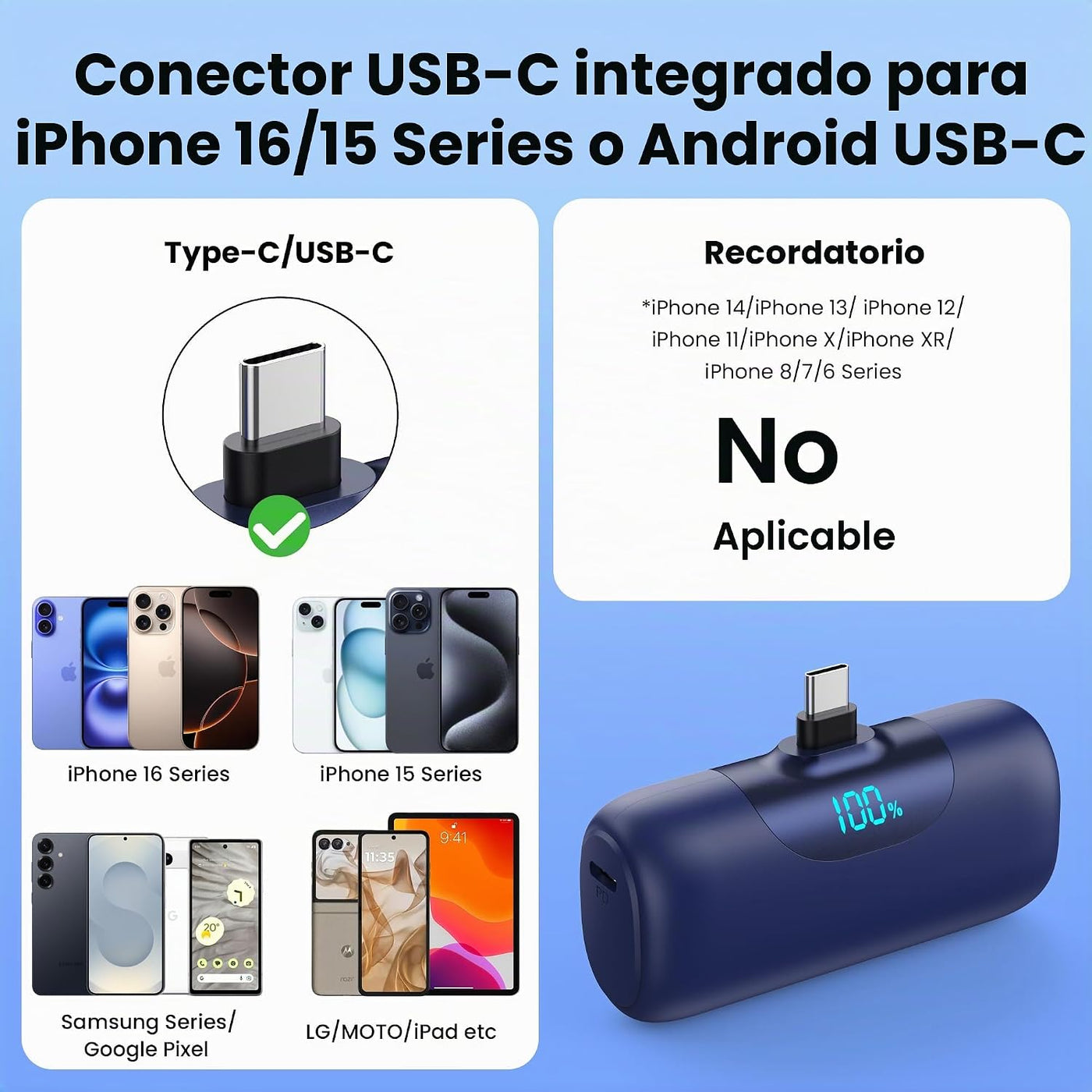 [Paquete de 2] Mini cargador portátil para iPhone 17, pantalla LCD...