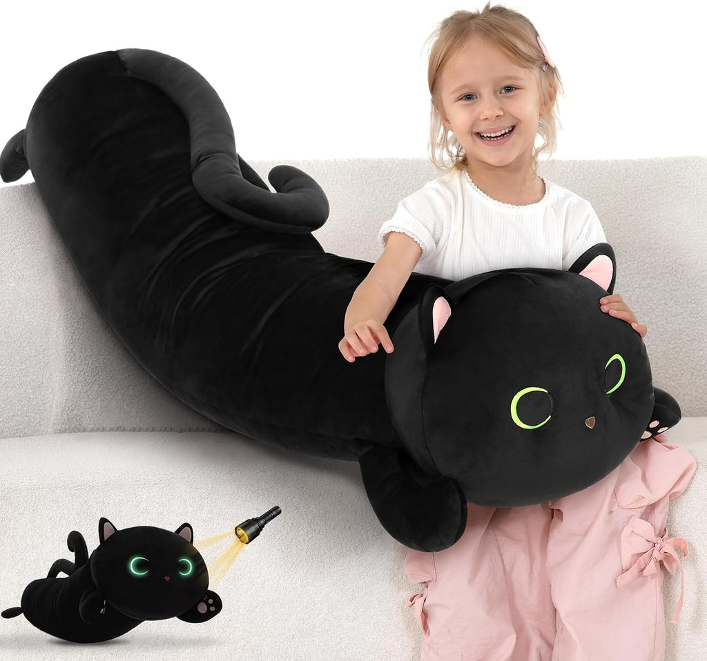 MaoGoLan Almohada corporal de felpa de gato de 44 pulgadas para niños y