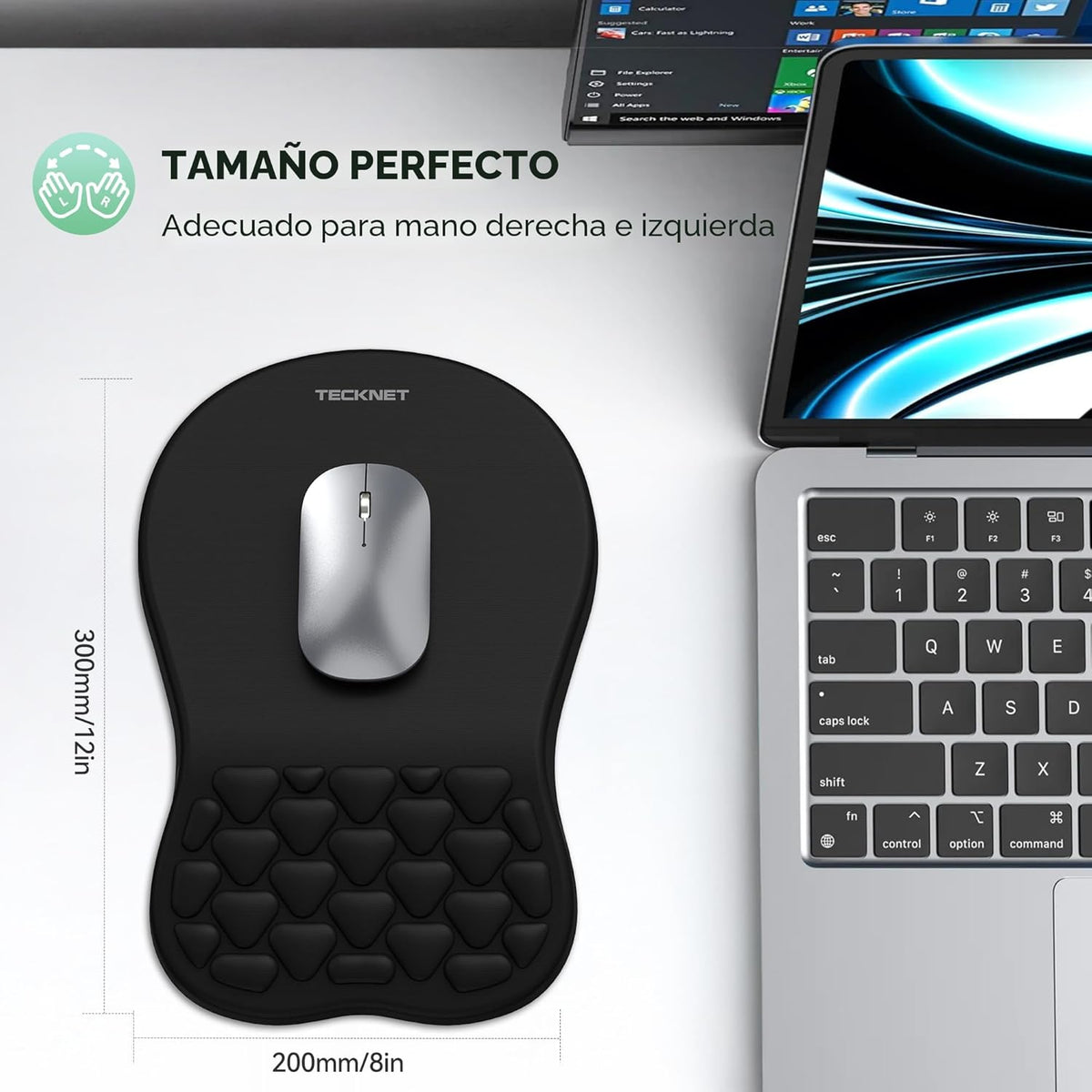 TECKNET Alfombrilla de mouse ergonómica con reposamuñecas, alfombri...