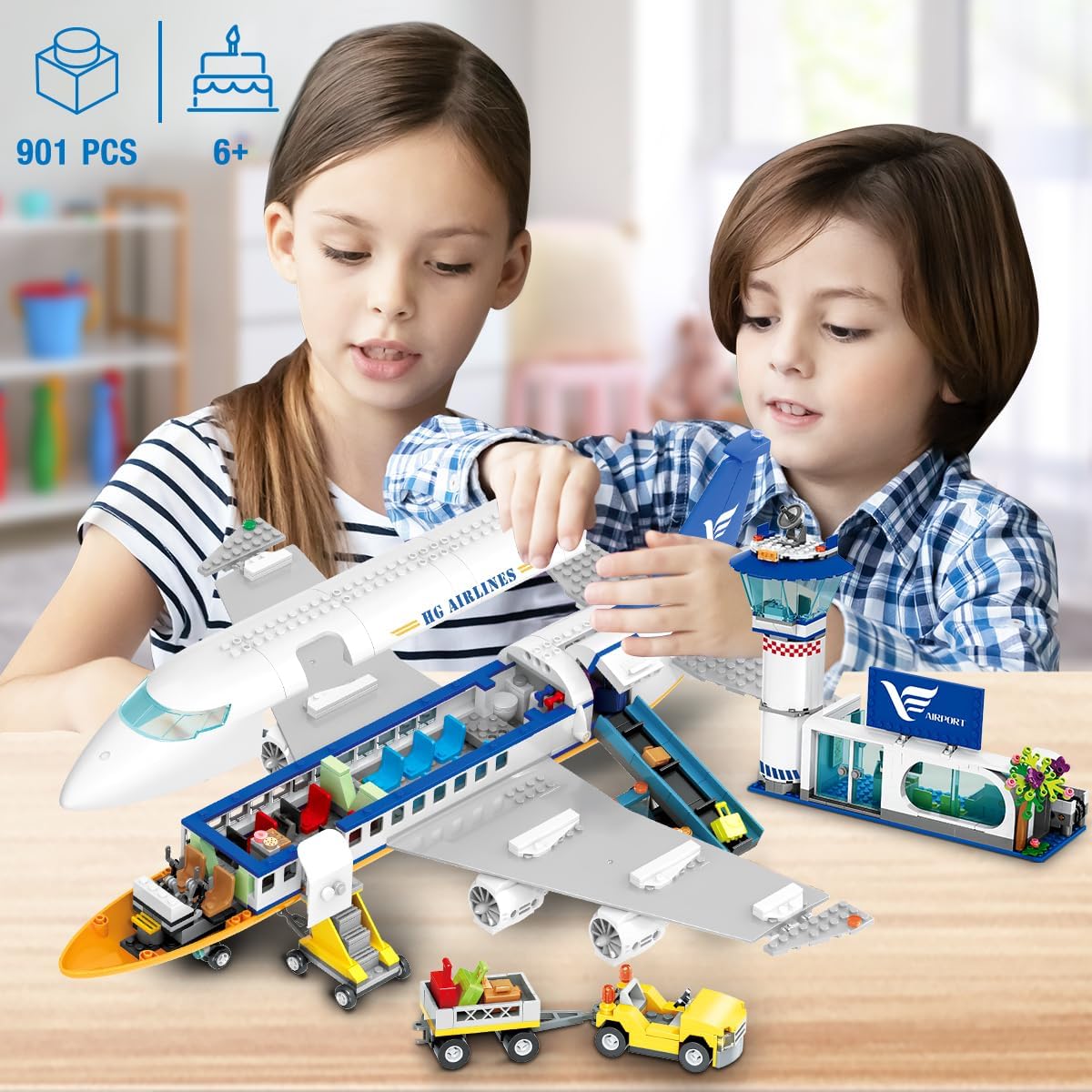 HOGOKIDS Juego de construcción de avión de pasajeros de