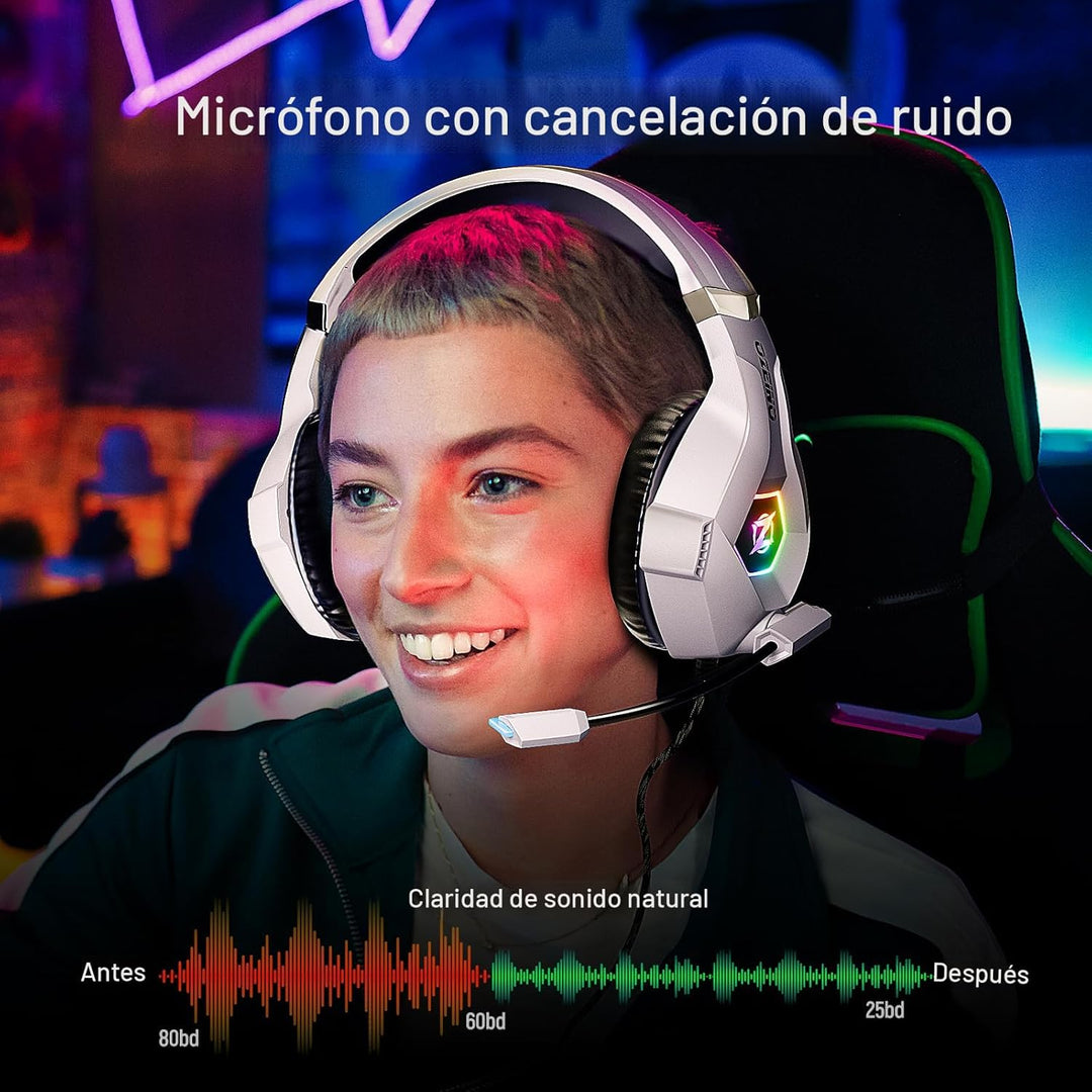 Ozeino - Audífonos para juegos para PC, PS4, PS5, auriculares Xbox...