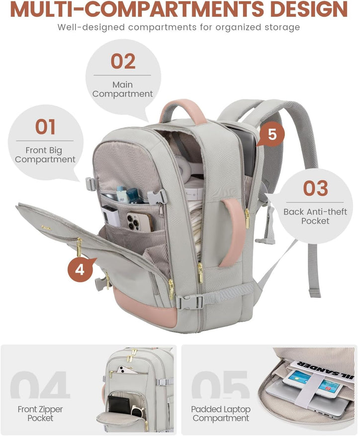 LOVEVOOK Mochila de viaje de mano para mujer, aprobada para vuelos,...