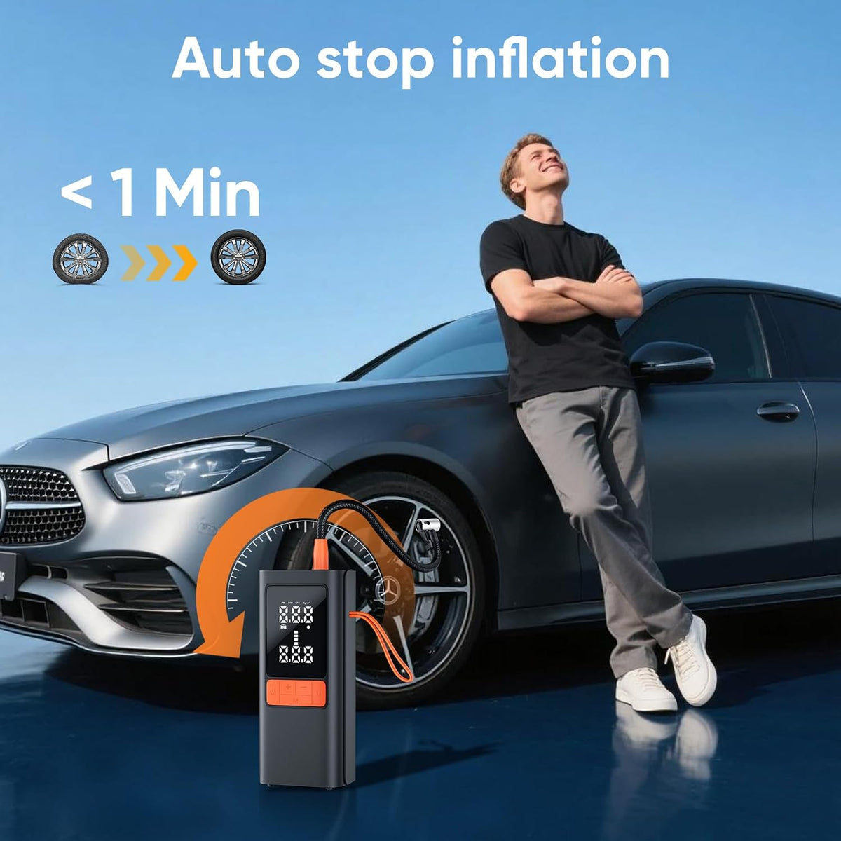 Hexnova Inflador de neumáticos, compresor de aire portátil, 150 PSI...