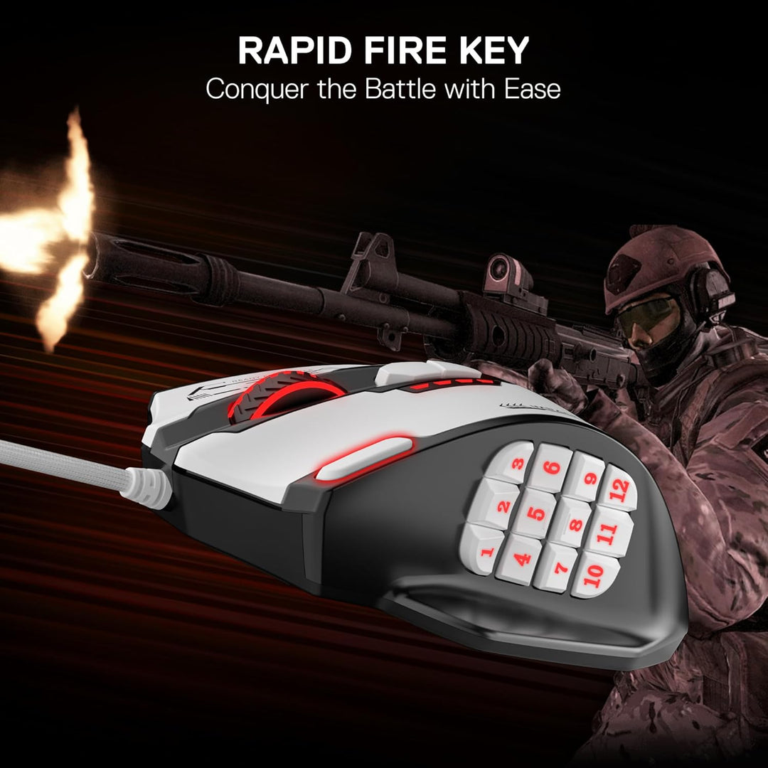 Redragon M908 Impact RGB MMO Mouse para juegos, ratón ergonómico co...