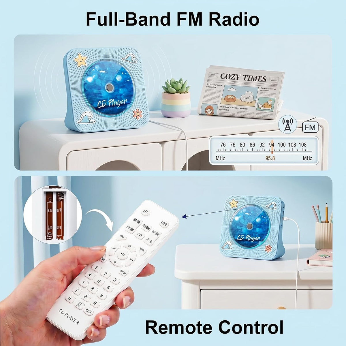 Gueray Reproductor de CD Reproductores de CD portátiles Bluetooth de