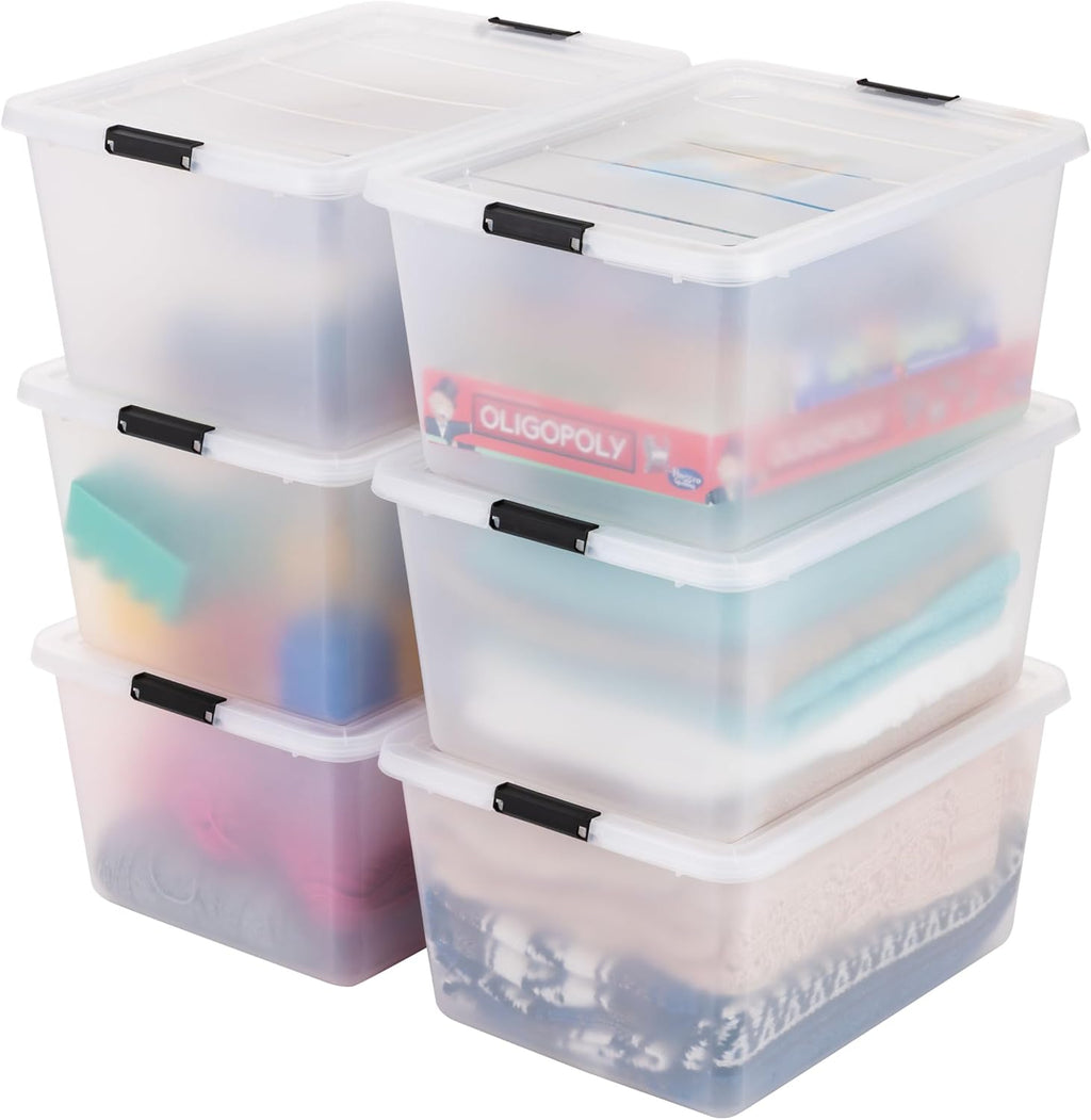 IRIS USA Paquete de 6 cajas de clip de 32.5 cuartos de galón con tapa de