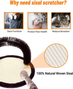 Rascador Automático para Gatos, Cepillo de Arco con Almohadilla de Sisal Tejido Resistente, Poste de Frotación y Juguete de Catnip, Rascadores para la Cara y Cuerpo del Gato, Rascadores