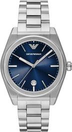 Emporio Armani Reloj para hombres de 3 manecillas o cronógrafo con correa de acero inoxidable; reloj de vestir para hombres