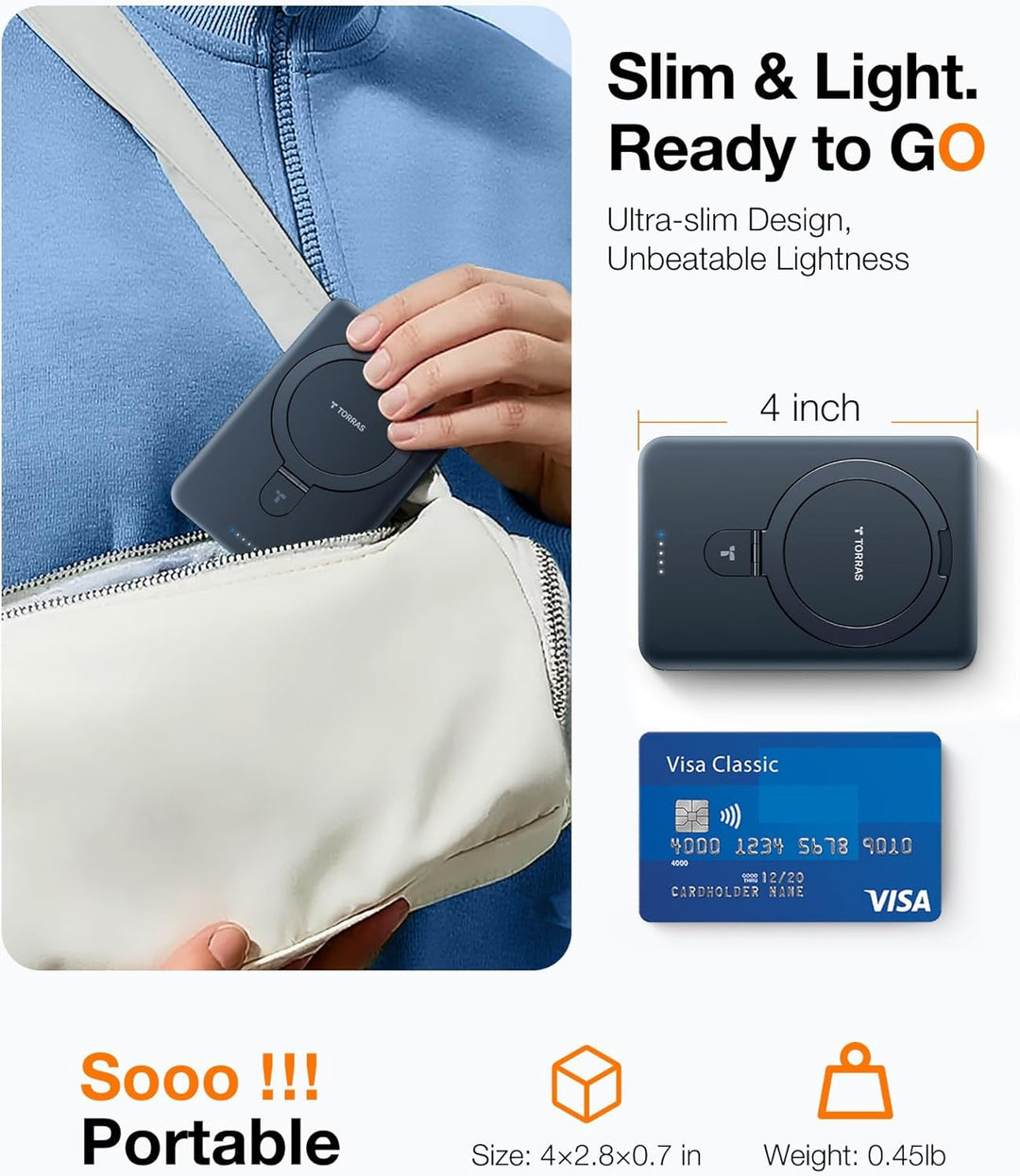TORRAS EasyGo - Cargador portátil magnético de 10000 mAh para iPhon...