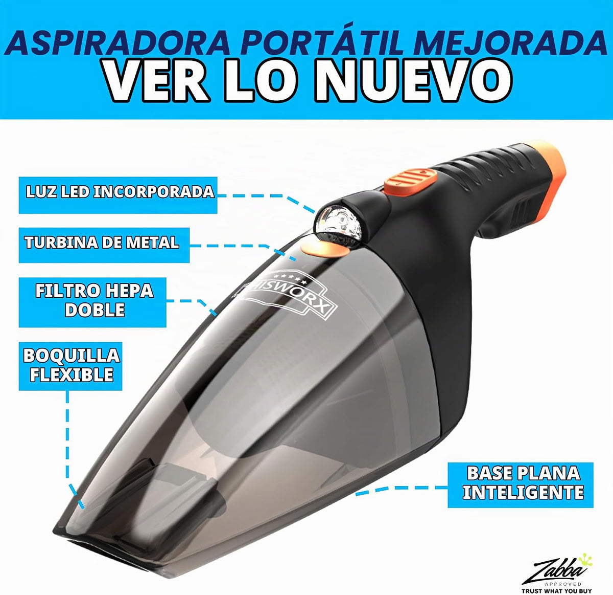 Aspiradora de coche ThisWorx 2.0, mini aspiradoras portátiles de mano