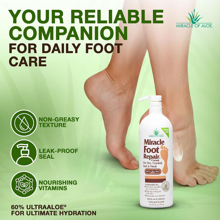 Miracle Foot Repair Cream (32 oz) Repara talones y pies agrietados,...