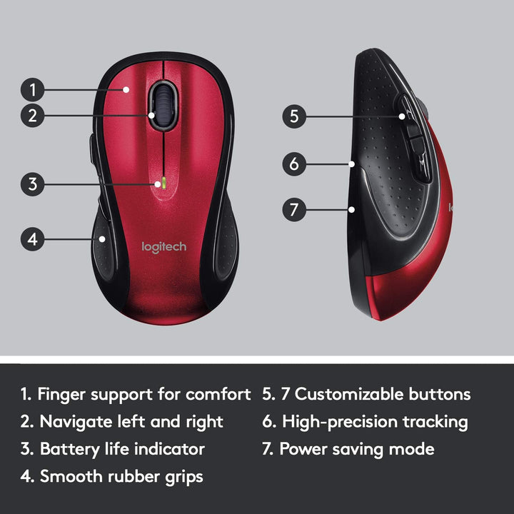 Logitech M510 - Mouse inalámbrico para computador Forma cómoda con...