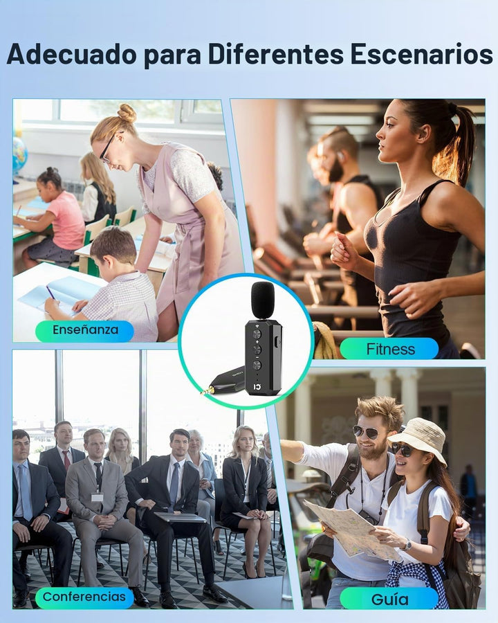 SHIDU Auriculares de micrófono inalámbrico 2.4G Sistema de micrófon...