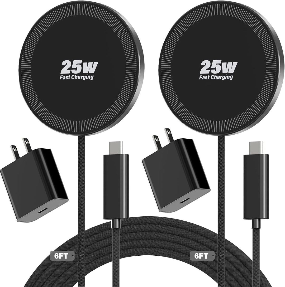Cargador inalámbrico magnético de 25 W, almohadilla de carga rápida de 6 pies, carga inalámbrica para iPhone 17 16/AirPods3/2/Pro/para Galaxy S26 Ultra/Pixel 10 Series, cargador portátil para
