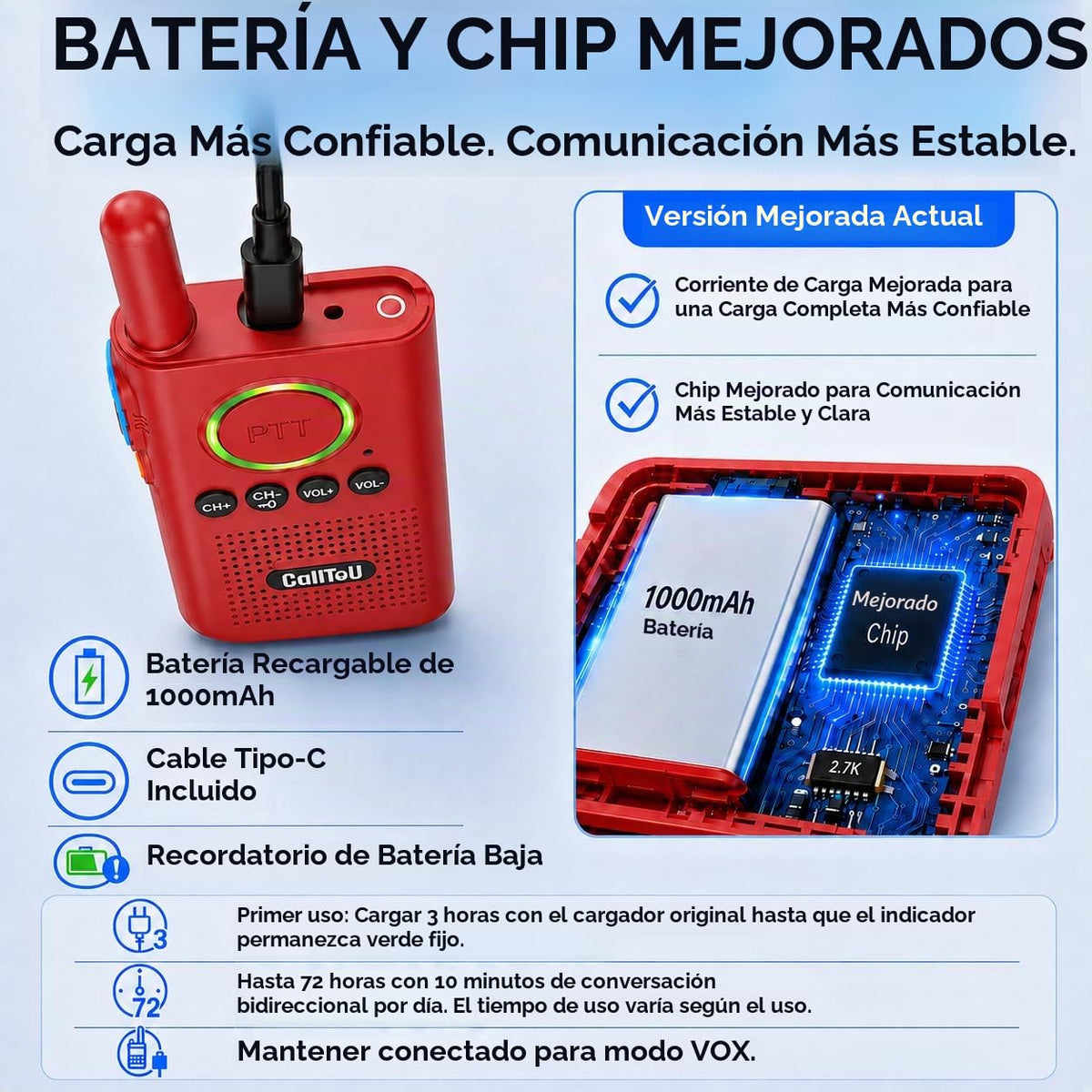CallToU Intercomunicador de 2 vías para monitoreo de ancianos, rojo