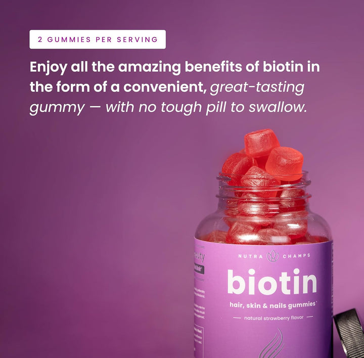 NutraChamps Gomitas de Biotina 10000mcg [Alta Potencia] para Cabell...