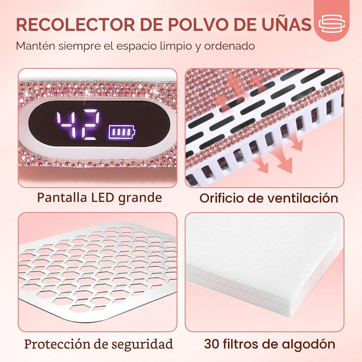 CHRISTINE SHELLY Colector de Polvo para Uñas, Colector de Polvo Rec...
