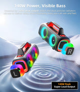 Altavoz Bluetooth portátil inalámbrico, sonido fuerte de 140 W de p...