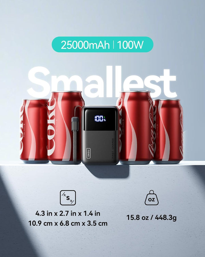 INIU 100W Power Bank, Cargador Portátil de Tamaño Mini 25000mAh de...