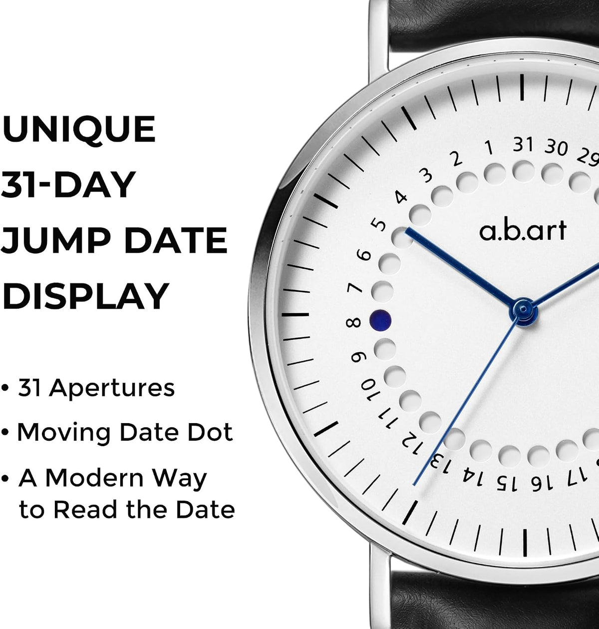 Reloj para Hombre a.b.art – Indicador de Fecha Saltante, Movimiento de Cuarzo Ronda, Cristal de Zafiro, Caja Ultrafina de Acero Inoxidable, Reloj de Pulsera Minimalista Estilo Bauhaus 41MM