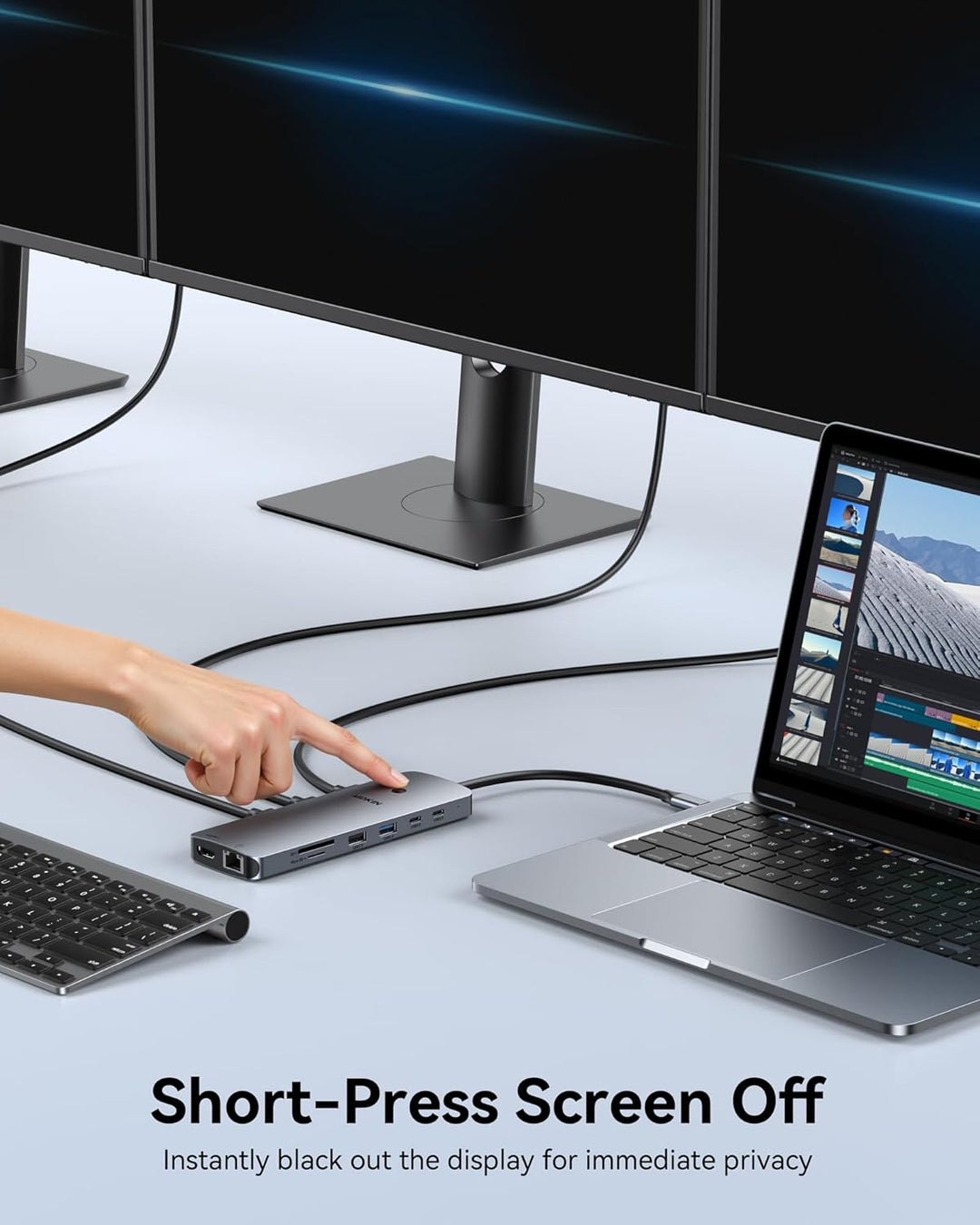 Estación de acoplamiento para portátil 3 monitores, Hub USB C con 2...