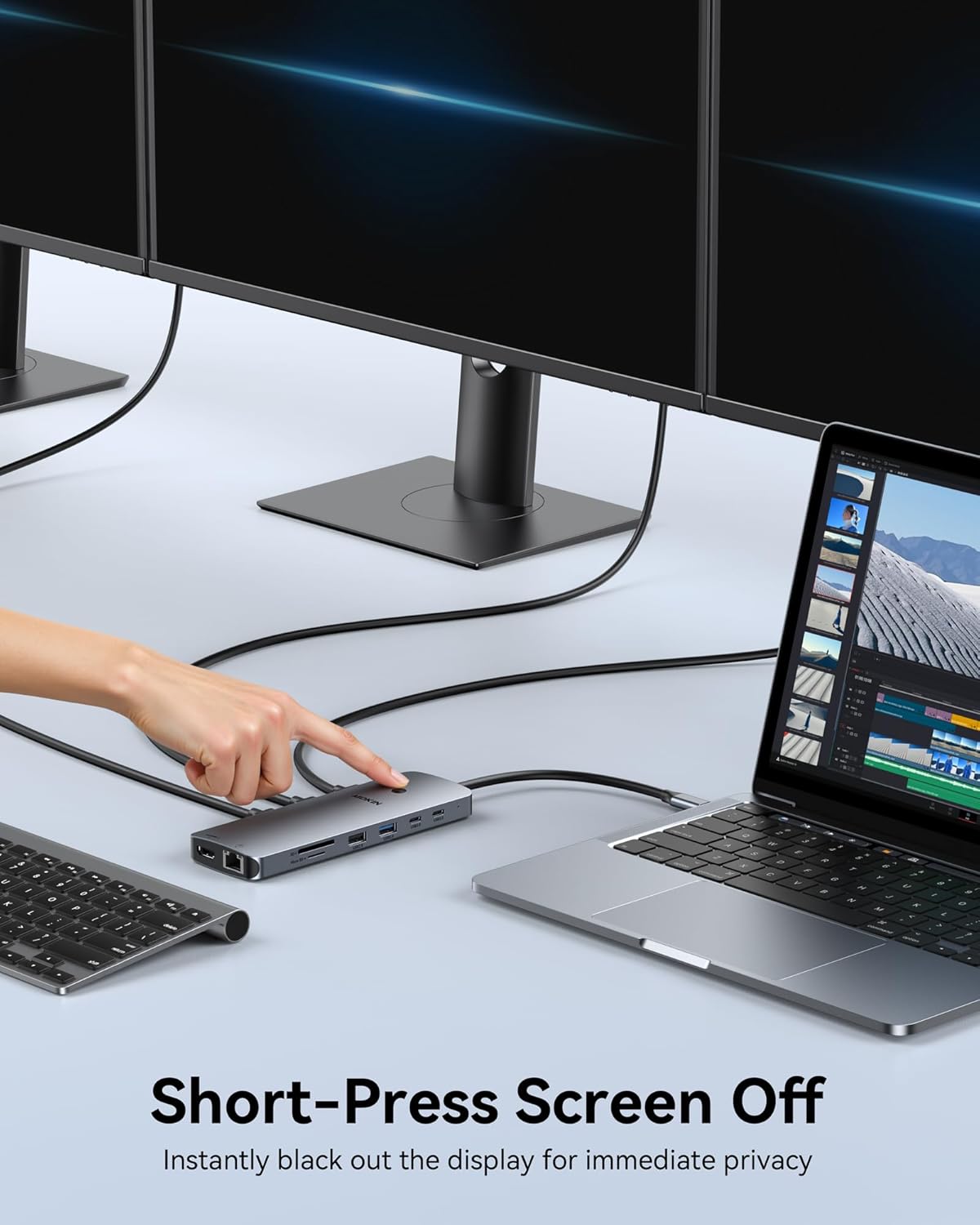Estación de acoplamiento para portátil 3 monitores, Hub USB C con 2...