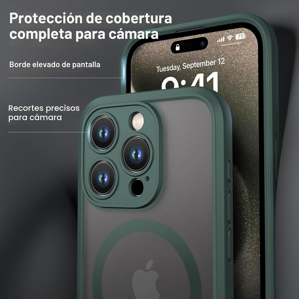 ImpactStrong Protector Magnético Diseñado para Funda iPhone 15 Pro Max [Protección de Cámara] [Probado contra Caídas de Grado Militar] [Compatible con MagSafe] Funda de Teléfono Delgada Translúcida