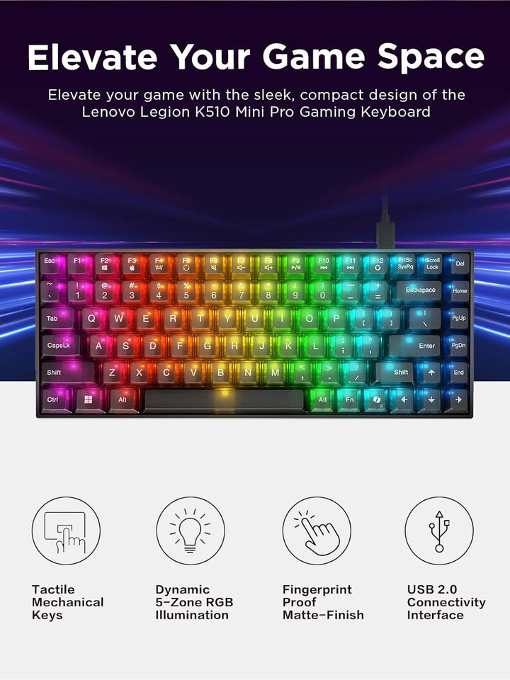 Lenovo Legion K510 Mini Pro - Teclado mecánico con cable para juego...