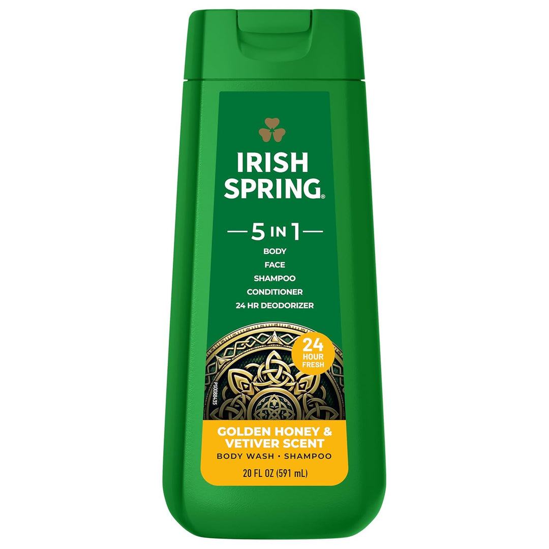Irish Spring Gel de baño hidratante 5 en 1 para hombres, champú, ac...