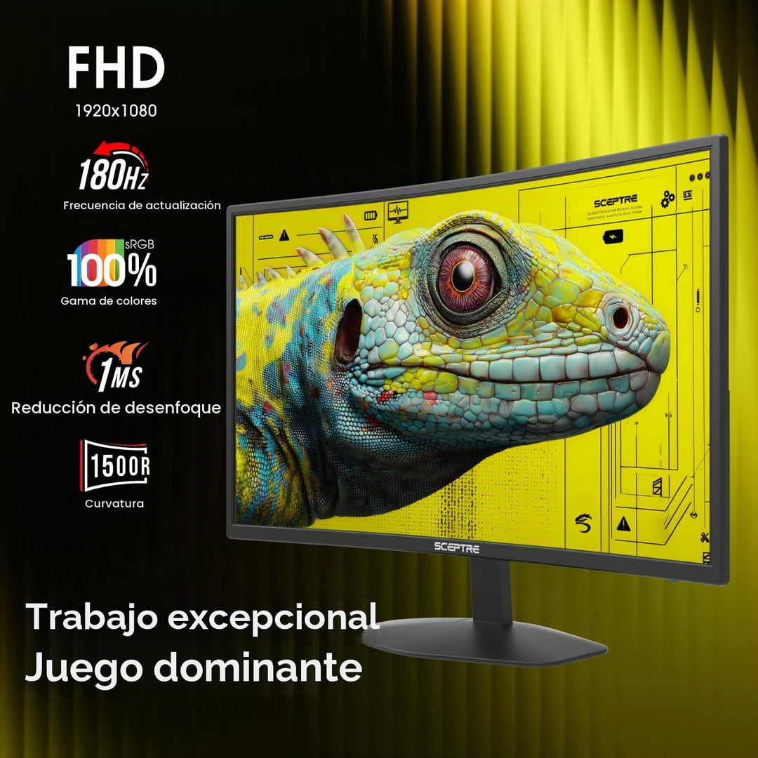 Sceptre - Monitor curvo para juegos Prime de 24 pulgadas 1080p 1500...
