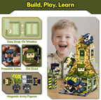 GobiDex 100 piezas de azulejos magnéticos, juguetes de carretera y ejército, Juego del ejército