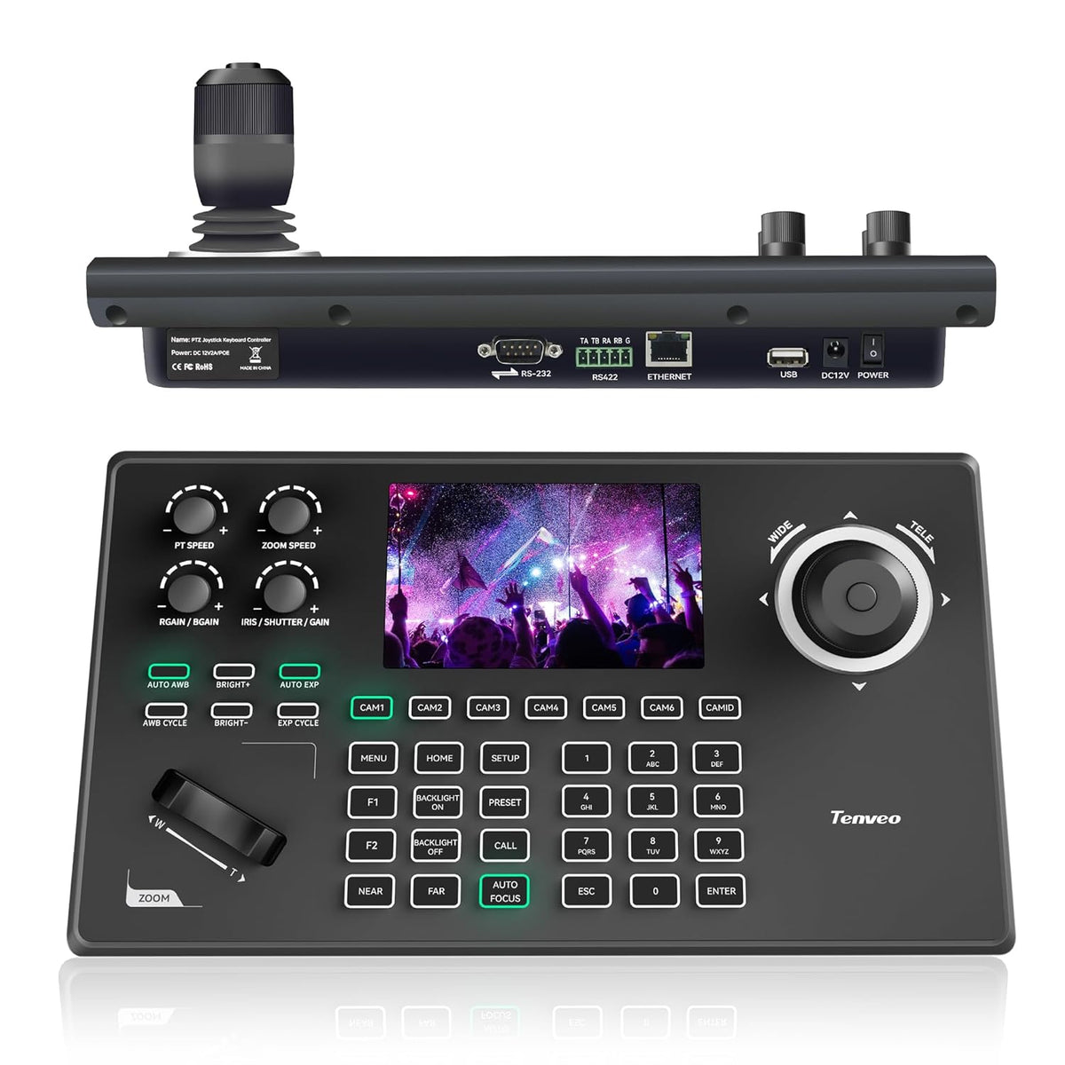 Tenveo - Controlador de cámaras PTZ NDI con pantalla LCD de 5 pulgadas